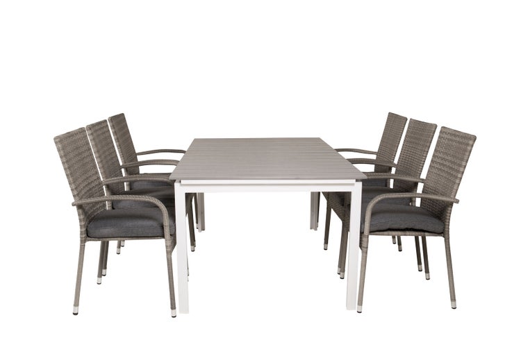 Levels Gartenset Tisch 100x160/240cm und 6 Stühle Anna grau. 100 X 160 X 75 cm