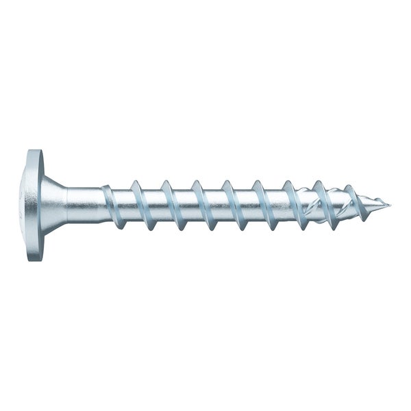 Verzinkte Universalschraube aus Metall mit Tellerkopf und Gewinde.