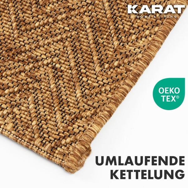 FLOORDIREKT Outdoorteppich - Wetterbeständiger Außenteppich - Cheron - Braun - 80 x 150 cm