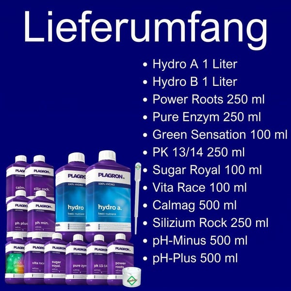 Plagron Komplettset Hydro mit verschiedenen Düngemitteln und Zusätzen