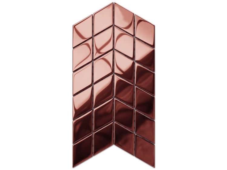 Glasmosaik auf Netz für Bad und Küche 17.2cm x 29.8cm - Mini Copper Chevron