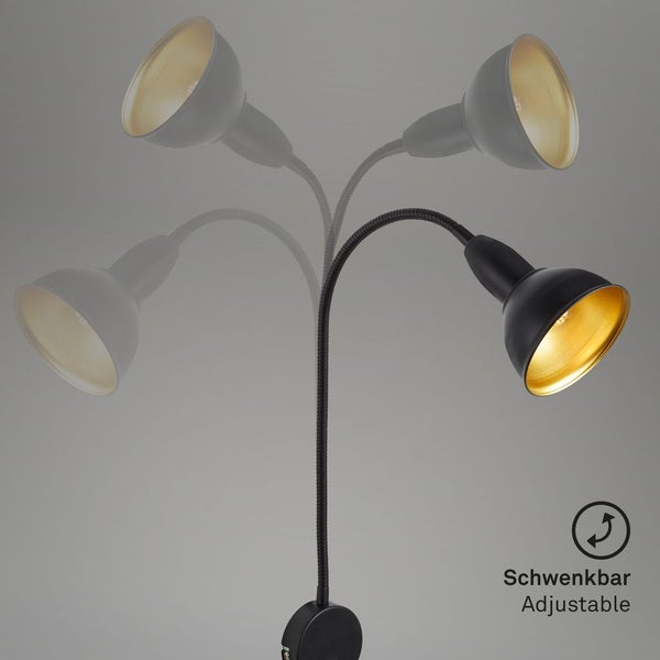 Bettleuchte Ein-/Aus-Schalter Flexibel E14 25 W schwarz-gold Metall Briloner