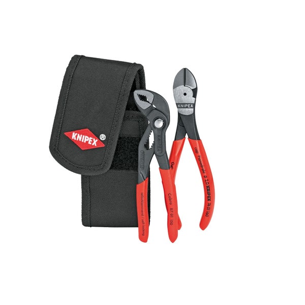 Knipex Zangenset mit Werkzeuggürteltasche, bestehend aus einer Wasserpumpenzange und einem Seitenschneider
