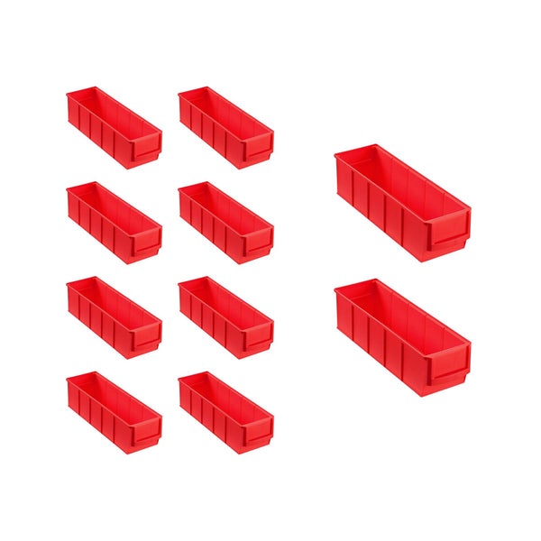 PROREGAL SparSet 10x Rote Indurstriebox 300 S HxBxT 8,1 x 9,1 x 30 cm 1,6 Liter Sortimentskasten