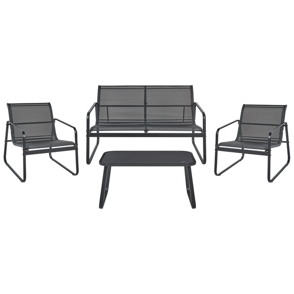 Lounge Set mit Tisch 4-Sitzer BARREA Metall Schwarz