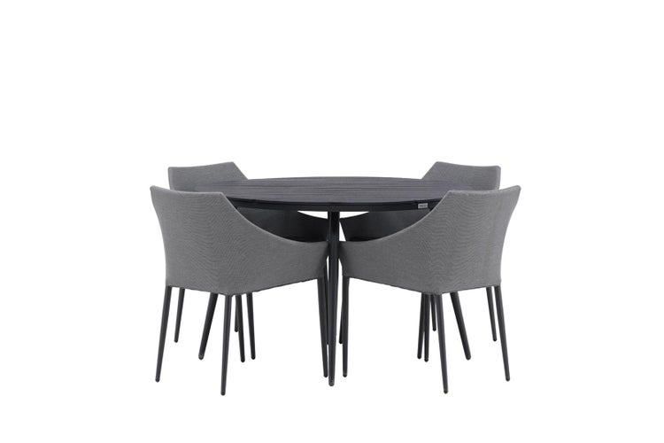 Break Gartenset Tisch 120x120cm, 4 Stühle Spoga, schwarz,grau. 120 X 74 X 120 cm