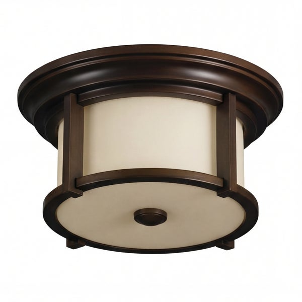 Deckenleuchte mit Lampenschirm und Holzrahmen