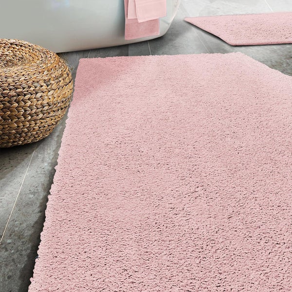 FLOORDIREKT Badematte Sky Soft - Reckteckig - Rutschhemmende Rückseite - Rosa - 70 x 120 cm