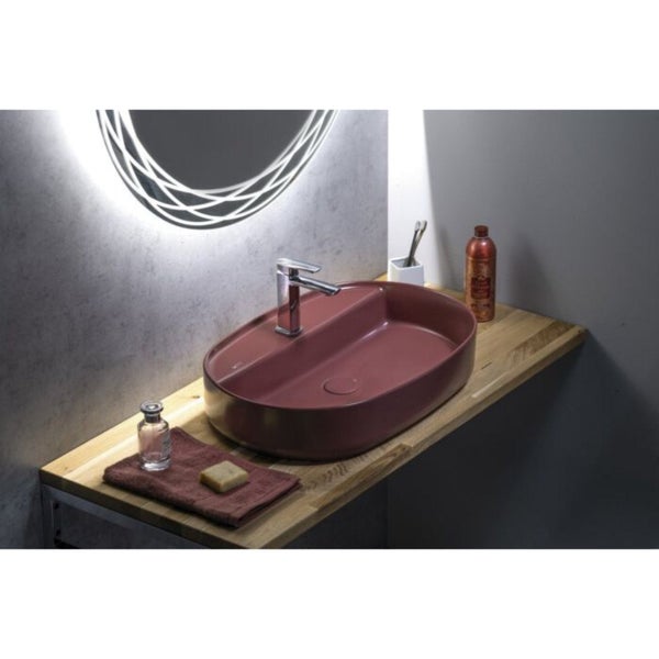 Isvea Waschbecken Oval Aufsatzwaschbecken Badezimmer Bordeauxrot
