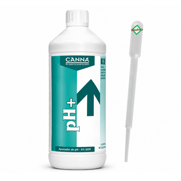 CANNA pH Plus 1 Liter Flasche mit Dosierpipette zur Regulierung des pH Wertes in der Pflanzenzucht