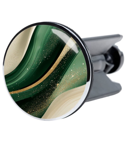 Waschbeckenstöpsel mit abstraktem Muster in Grün, Beige und Gold