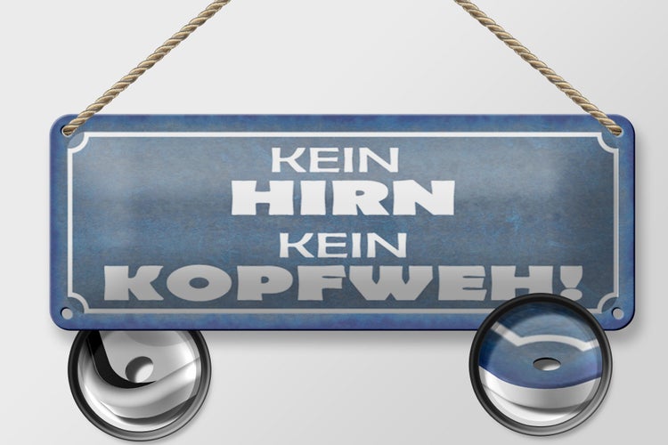 Blechschild Spruch 27x10cm kein Hirn kein Kopfweh Dekoration