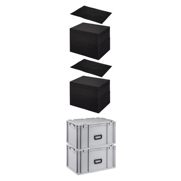 PROREGAL SuperSparSet 2 x Eurobox NextGen Portable Mit Rasterschaumstoff und Schaumstoffeinlage HxBxT 33,5 x 40 x 60 cm 65 Liter Eurobehälter Transportbox