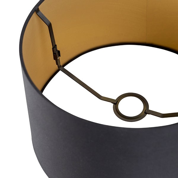Baumwolllampenschirm schwarz 35/30/20 mit goldenem Interieur