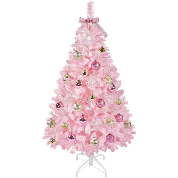 Yaheetech 124 cm Künstlicher Weihnachtsbaum , Rosa