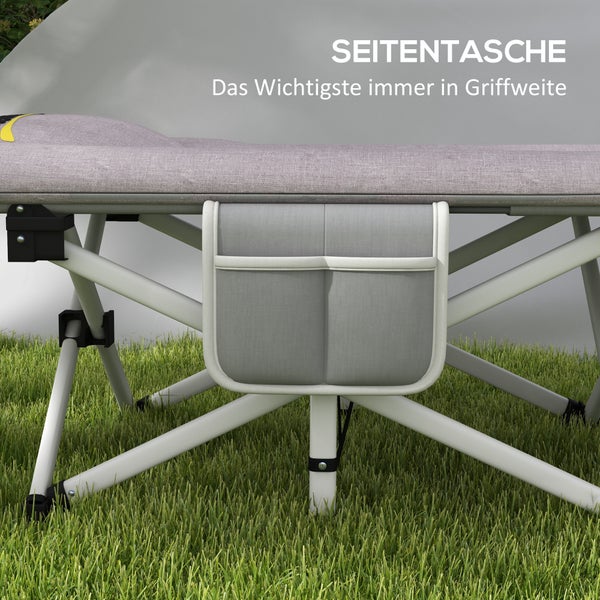 Outsunny Feldbett, Faltbares Campingbett mit Aufbewahrungstasche, Campingliege mit Tragetasche, bis 200 kg belastbar, Oxford, Grau, 200 x 65 x 42 cm