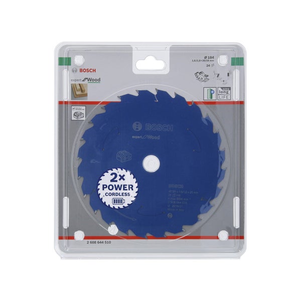 Bosch Kreissägeblatt Expert for Wood für Akku-Handkreissägen 184 x 1,6 x 20 mm 24 - 2608644510