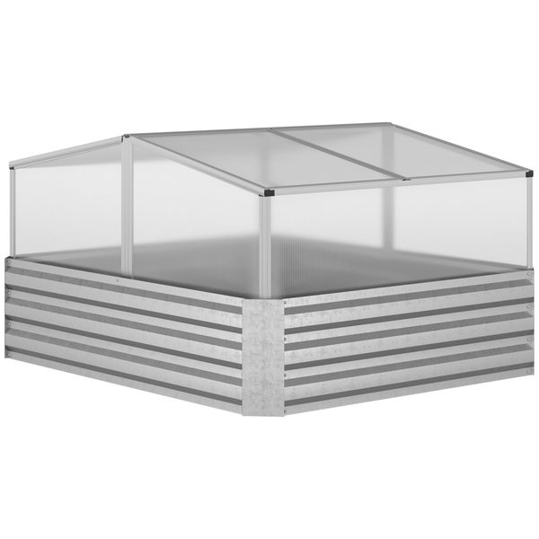 Outsunny Hochbeet, 126L x 107B x 67,5H cm, Aluminiumlegierung, silber