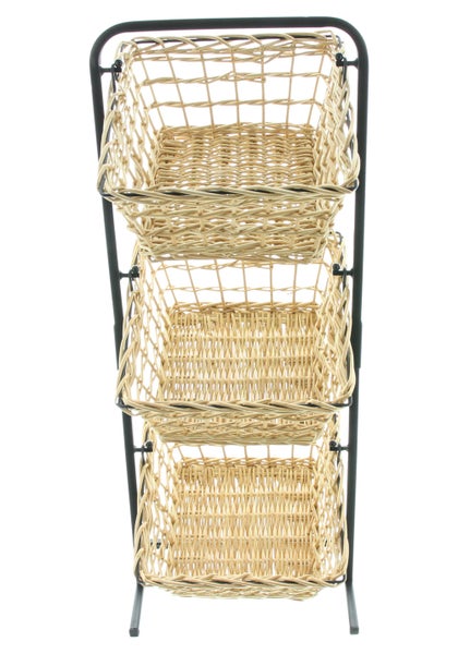 FRANK FLECHTWAREN | Korb-Etagere Trio, WEIDE, METALL, 25 x 22 x 63 cm