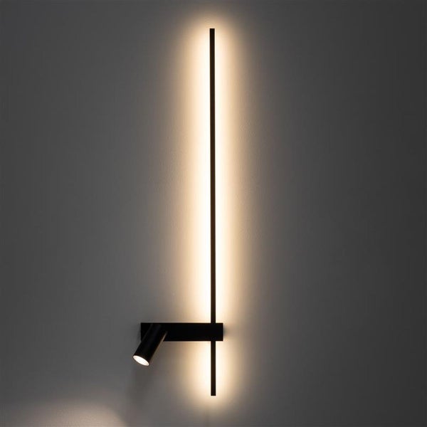Schwarze LED-Wandleuchte mit verstellbarem Spot
