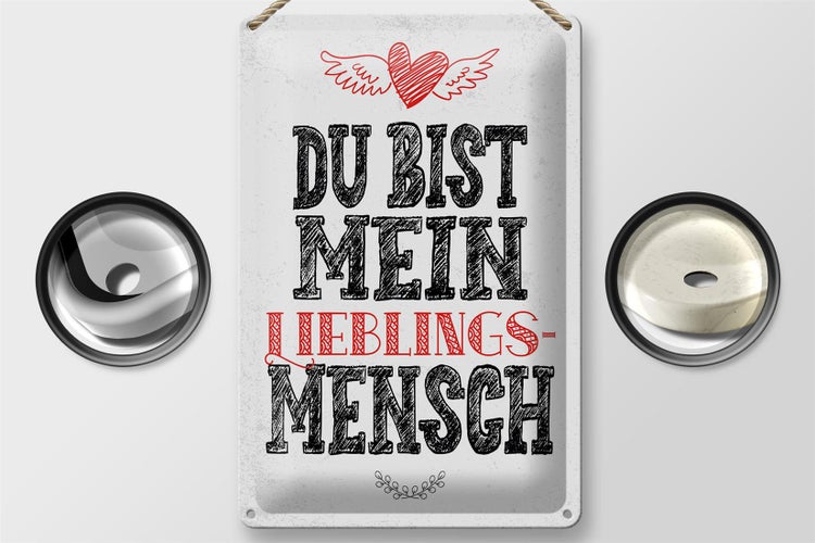 Blechschild Spruch Du bist Lieblingsmensch mein Engel 20x30cm