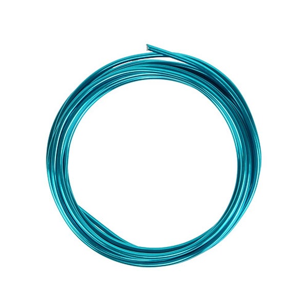 Türkisfarbener Aluminiumdraht zu einem Ring gewickelt für Bastelarbeiten.