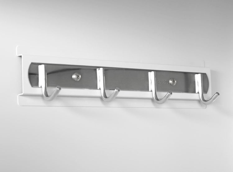Hakenleiste aus Metall mit vier Haken zur Wandmontage.