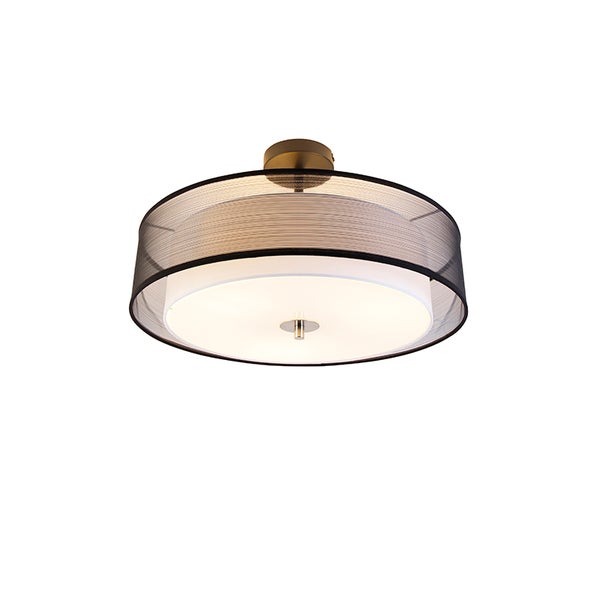 Moderne Deckenleuchte schwarz-weiß 50 cm 3-flammig - Drum Duo