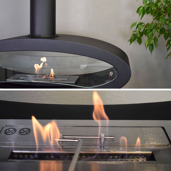 GLOW FIRE Ethanol Kamin 'Karlstad' | Ethanolofen in weiß mit 4 Std. Brenndauer und 2,6 KW Heizleistung | HxBxT: 187,6x112x40 cm