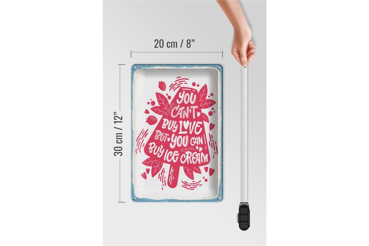 Blechschild Spruch Can´t buy love but Ice Cream 20x30cm