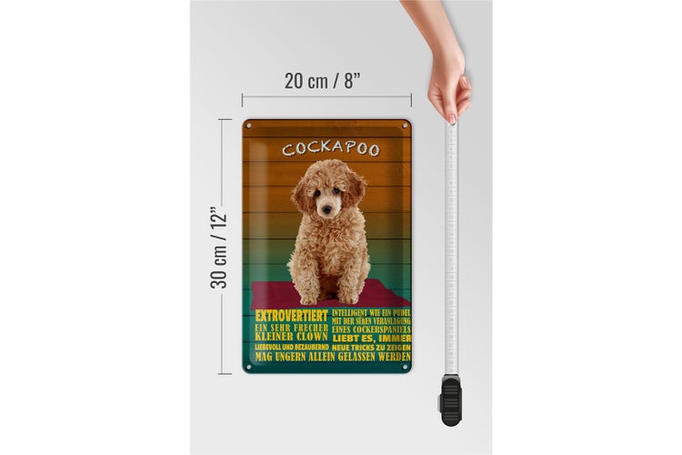 Blechschild Spruch 20x30cm Cockapoo Hund kleiner Clown