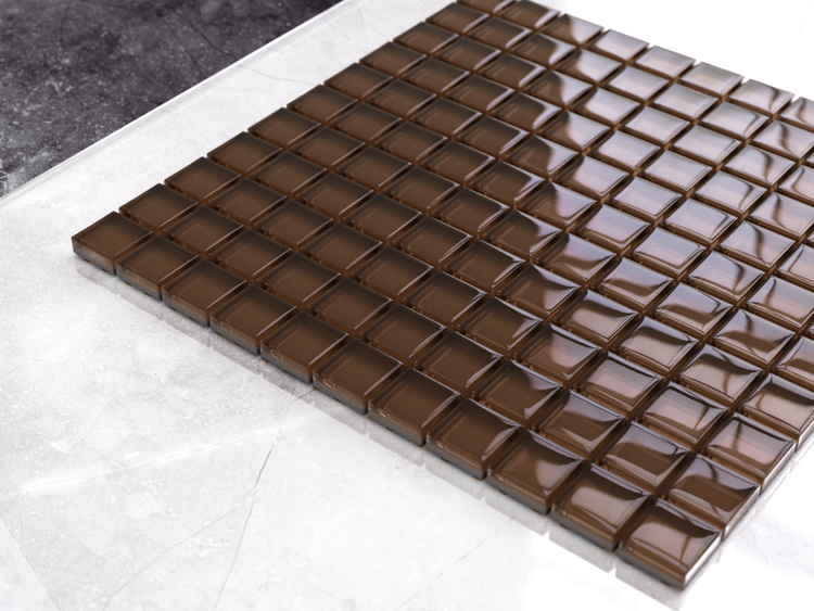 Glasmosaik auf Netz für Bad und Küche 30cm x 30cm  - Chocolate