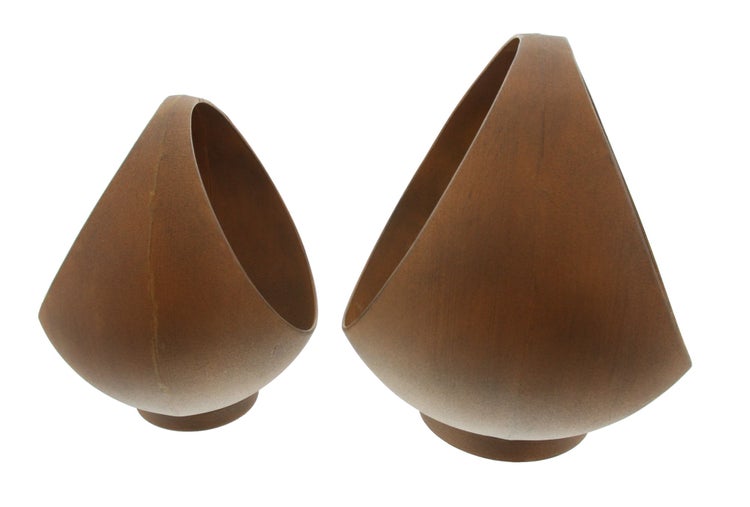 FRANK FLECHTWAREN | Pflanzkugel Rost, 2er Set, METALL, 19 x 17 x 21 cm, 23 x 21 x 25 cm