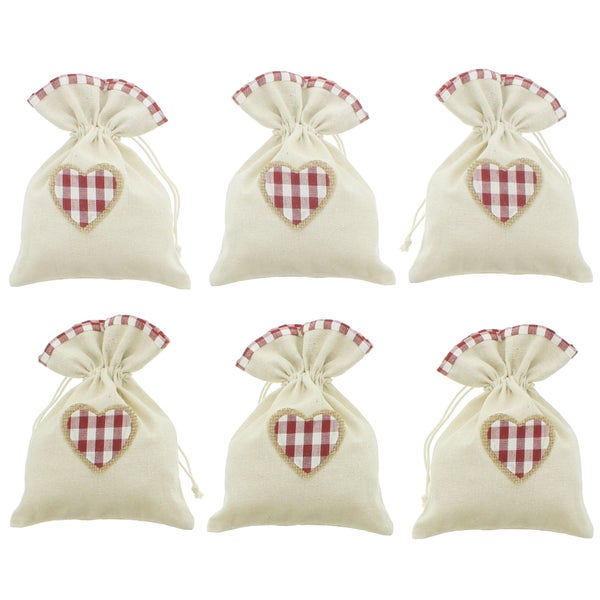 FRANK FLECHTWAREN | Geschenkbeutel Landhaus, 6er Set, POLYESTER, 15 x 19 cm, ohne Inhalt