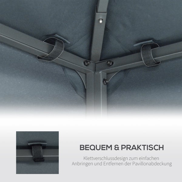 Outsunny Ersatzdach, Pavillondach für Metallpavillon, 3x3m, Polyester, Kohlegrau
