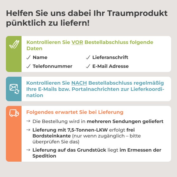 Informationen zum Bestellvorgang und zur Lieferung