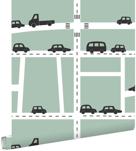 Tapete mit Straßendesign und Autos