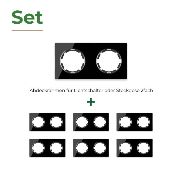Set mit sechs zweifachen Abdeckrahmen für Lichtschalter oder Steckdosen
