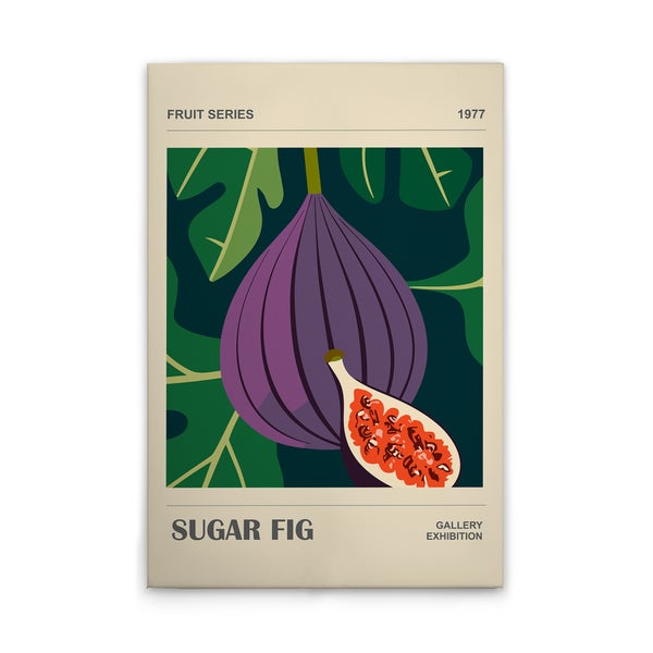 Wandbild mit einer grafischen Darstellung einer Feige und der Aufschrift Sugar Fig im Stil eines Galerieplakats