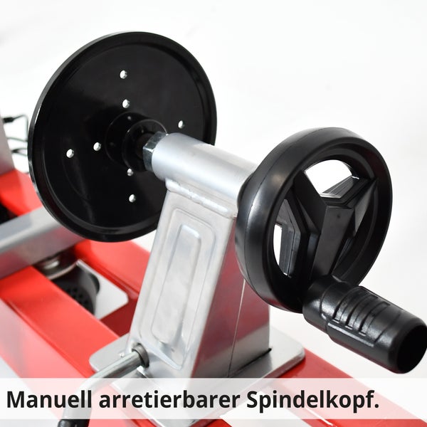 Arretierbarer Spindelkopf für eine Drehmaschine.