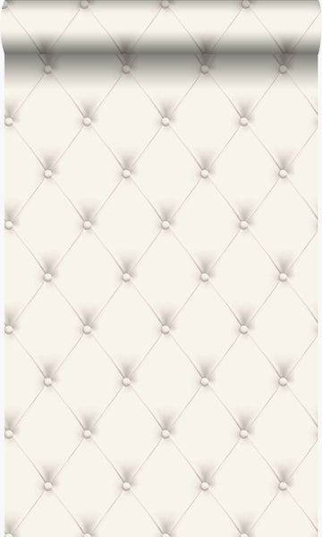 Origin Wallcoverings Tapete kapitoniertes Mustes Weiß und Hellgrau - 53 cm x 10,05 m - 346832