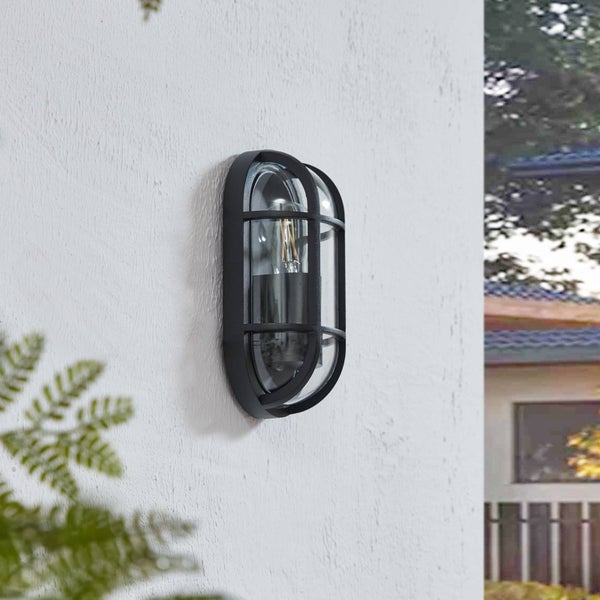 Lucande Wandleuchte außen Serine in Schwarz aus Aluminium (1 flammig, E27) - Außenwandleuchten Wandlampe Led Außenlampe Outdoor für Außenwand/Hauswand Haus Terrasse & Balkon