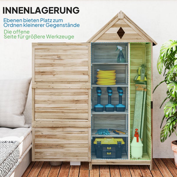 Holz Gartenschrank mit Regalen zur Aufbewahrung von Gartengeräten