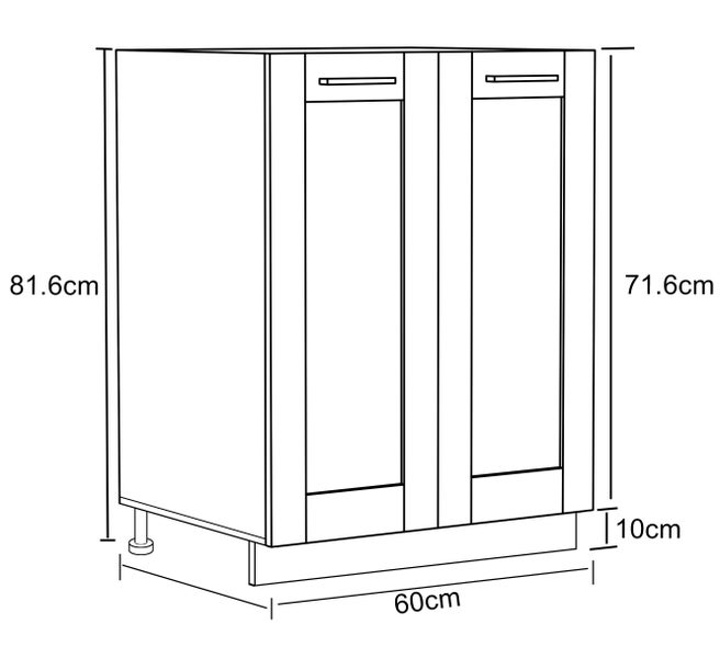 Küchenschrank 60 cm Unterschrank Drehtüren Colura