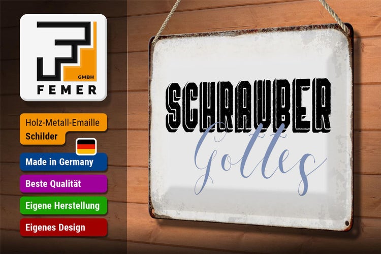 Blechschild Spruch 30x20cm Schrauber Gottes Mechaniker