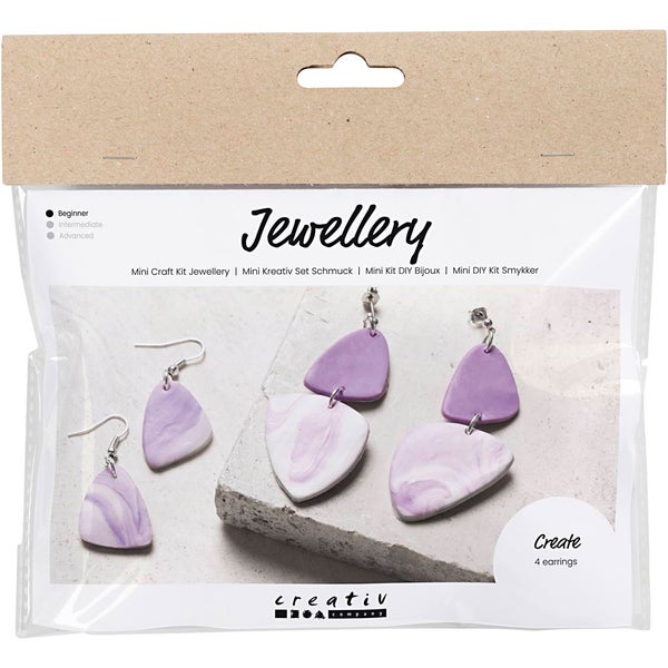 Creativ Company  Mini Kreativ Set Schmuck, Marmorierte Ohrringe, Helllila
