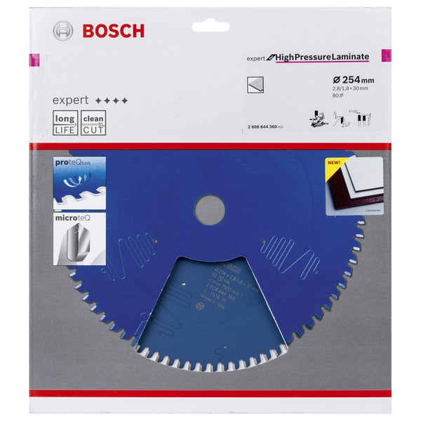 Bosch Kreissägeblatt Expert for High Pressure Laminate für Kapp- und Gehrungssägen 254 x 30 x 2,8 mm 80 - 2608644360