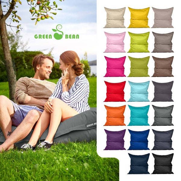 Green Bean Sitzsack 120x160cm 270 Liter Kinder & Erwachsene Bean Bag EPS Perlen Füllung Riesensitzsack Groß Draußen Outdoor Liegekissen Waschbar Wetterfest Lounge Chair Sitzkissen Bodenkissen Grau