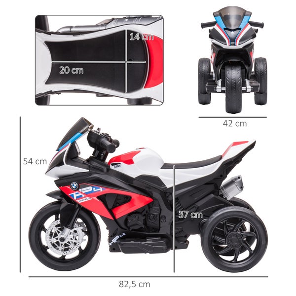 HOMCOM Kinder Elektro-Motorrad, 6V, mit 3 Musikmodi, 2,5km/h, für Kinder ab 18 Monaten, 82,5 x 42 x 54 cm, PP, Metall, Rot