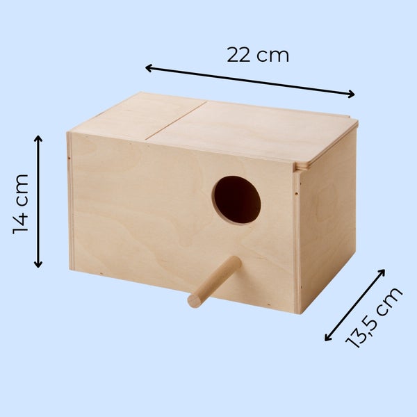 Nistkasten aus Holz mit den Maßen 22 cm x 14 cm x 13,5 cm